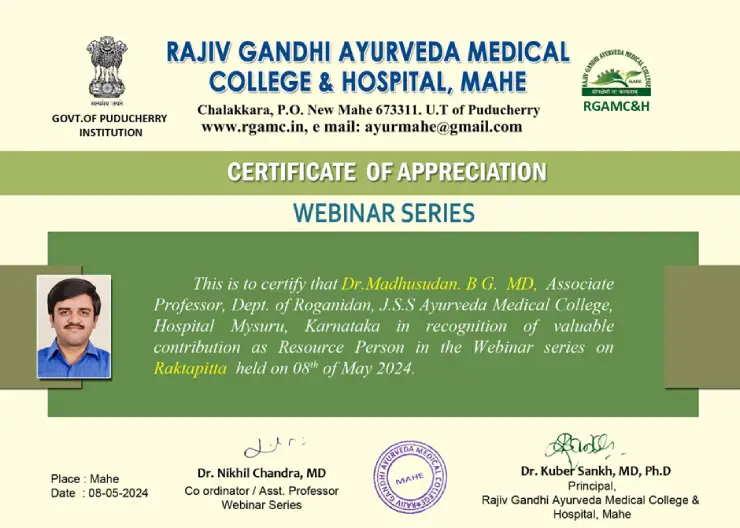JSS Ayurveda College, Mysuru, News & Events 2024